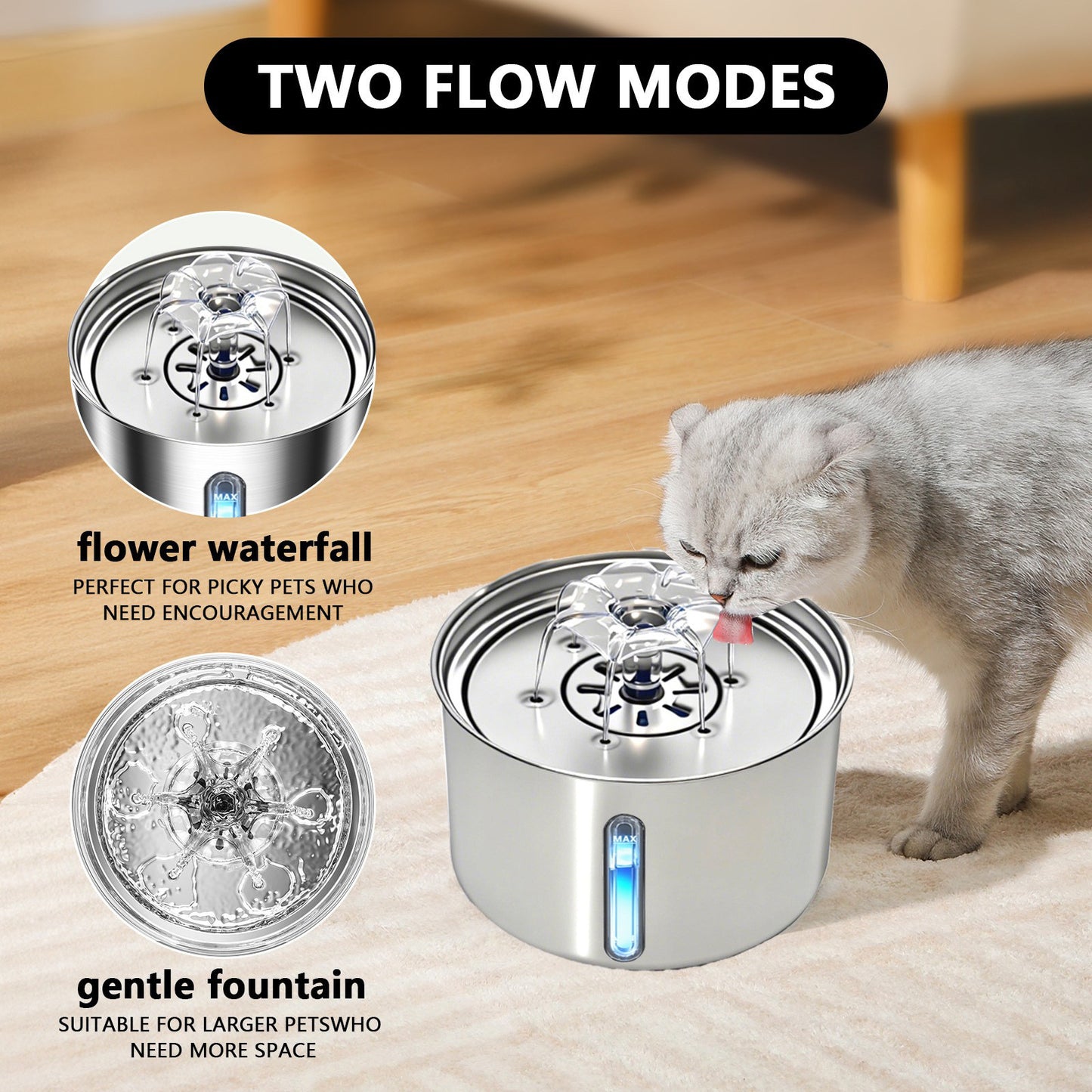 Premium Stainless Steel Cat Water Fountain β 3L Capacity