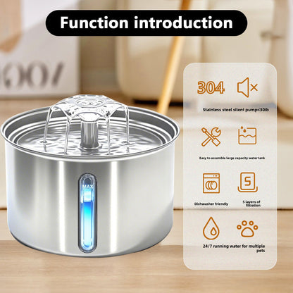 Premium Stainless Steel Cat Water Fountain – 3L Capacity